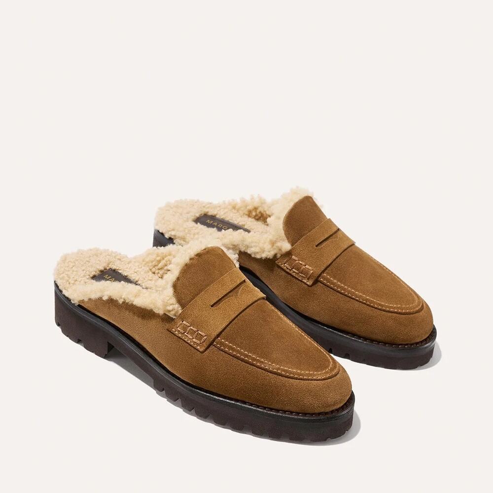 KATIENYC NWT Margaux The Marlowe Mule in Suede and Walnut Shearling size 43.5W